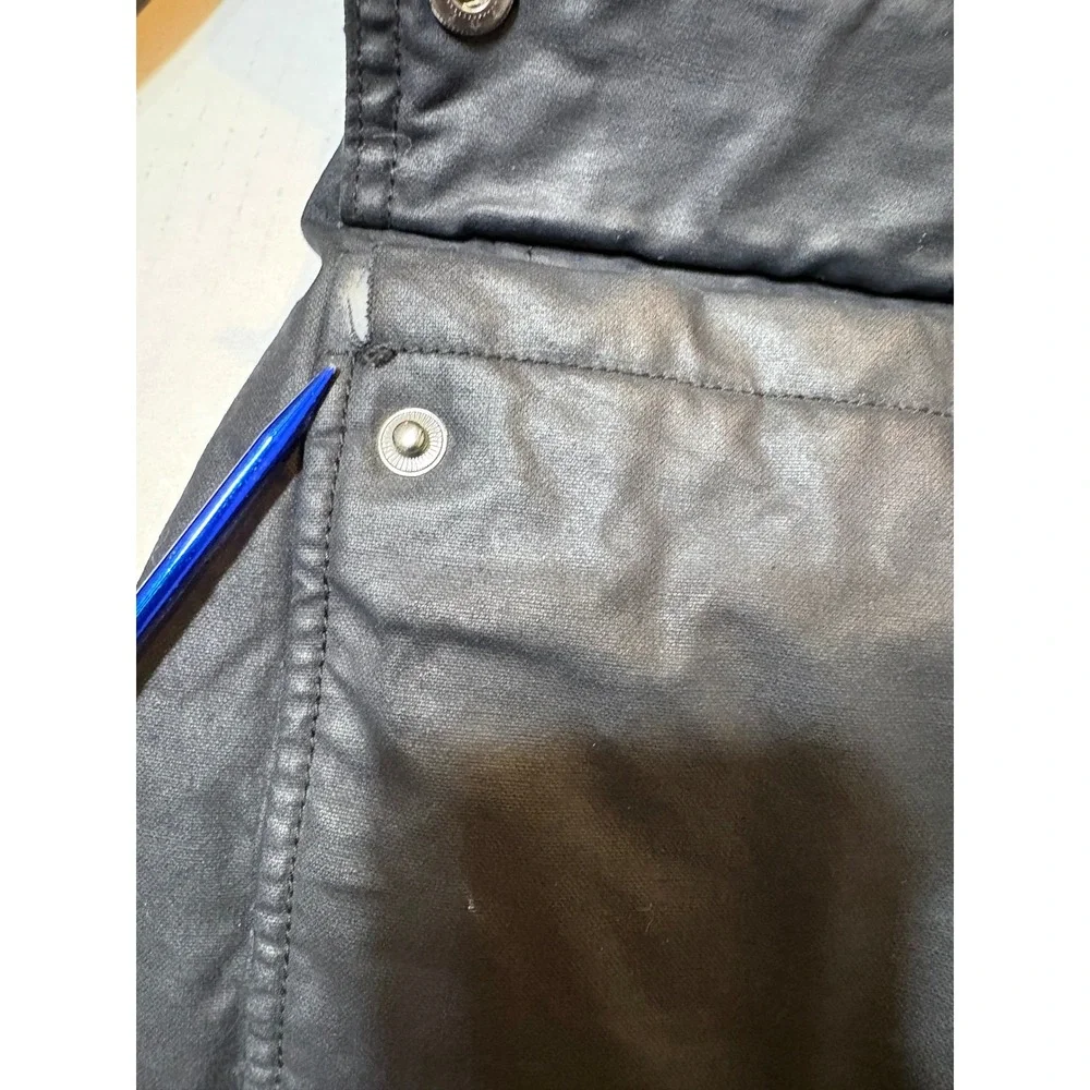 J.Crew Hayes Black Waxed Coated Cotton Thinsulate Field Jacket Mens L E3828